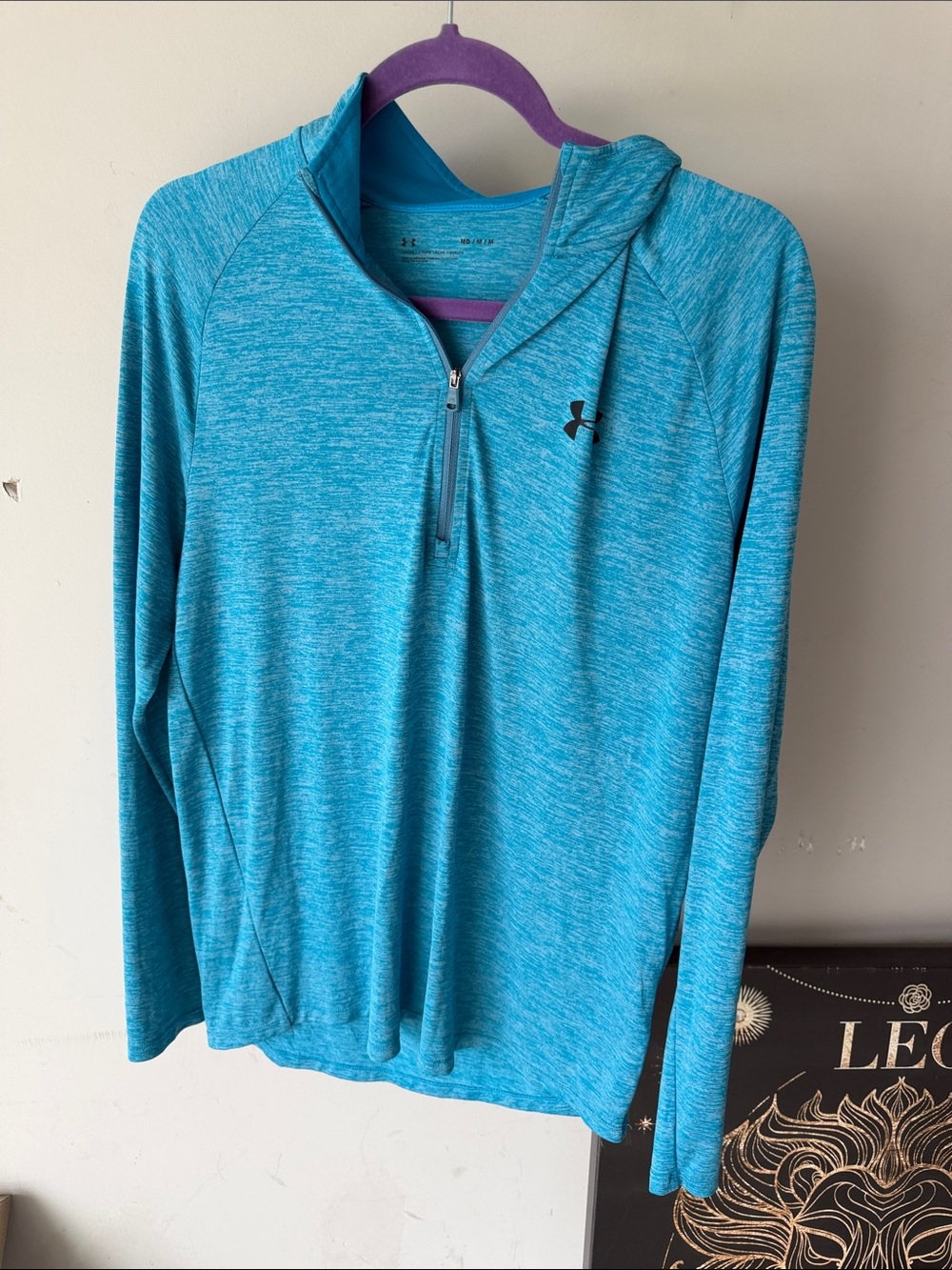 Under Armour Blue Teal Half-Zip Hooded Pullover